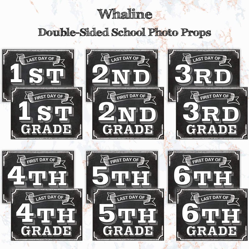 Whaline Back to School Signs, 16 Grades First Day & Last Day Sign, Reversible Chalkboard Style Paper Photo Sign from Preschool to College for Girl Boy - Image 2